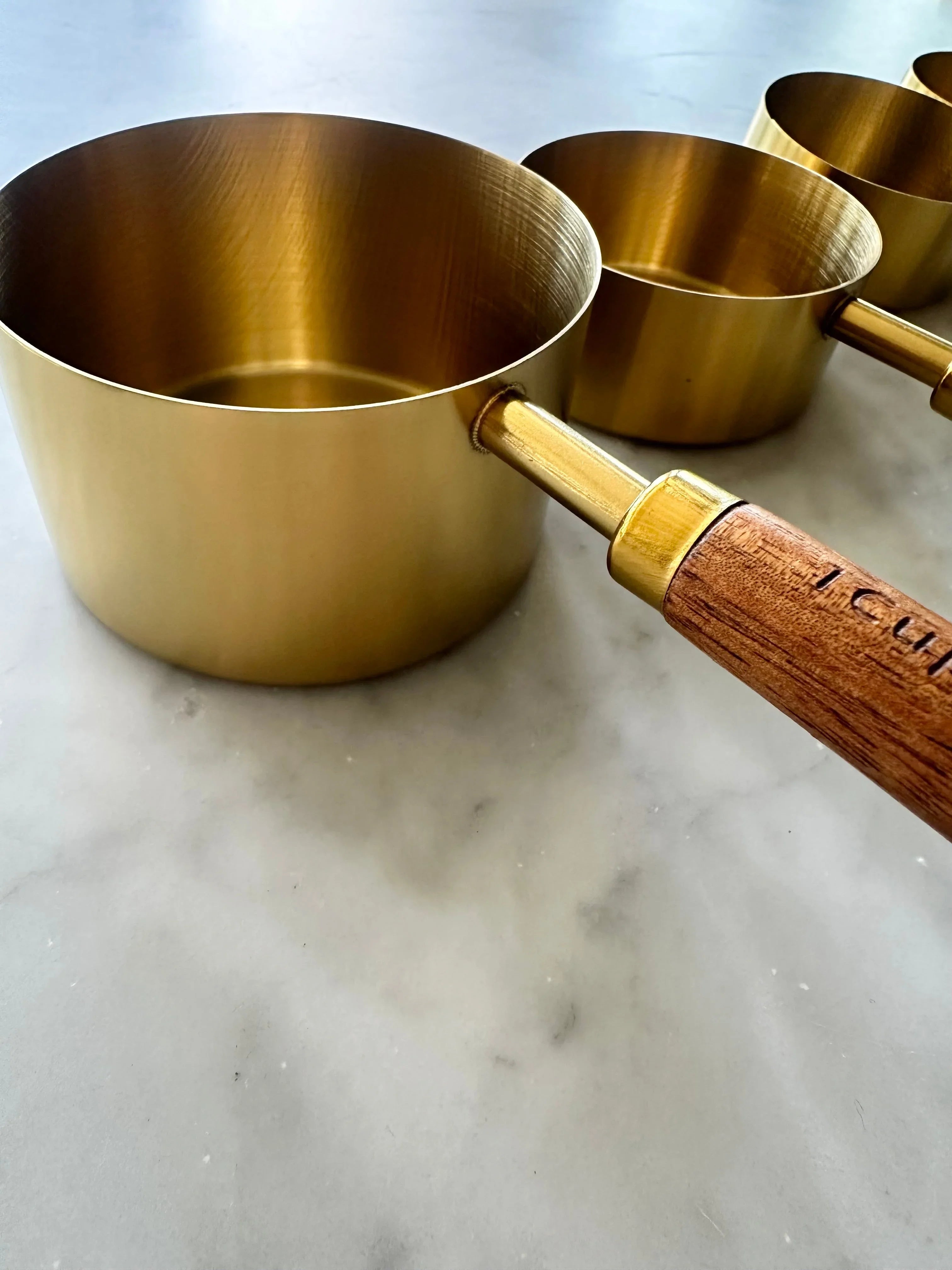 Acacia Wood and Gold Measuring Cups, Set of 8 Busa Designs