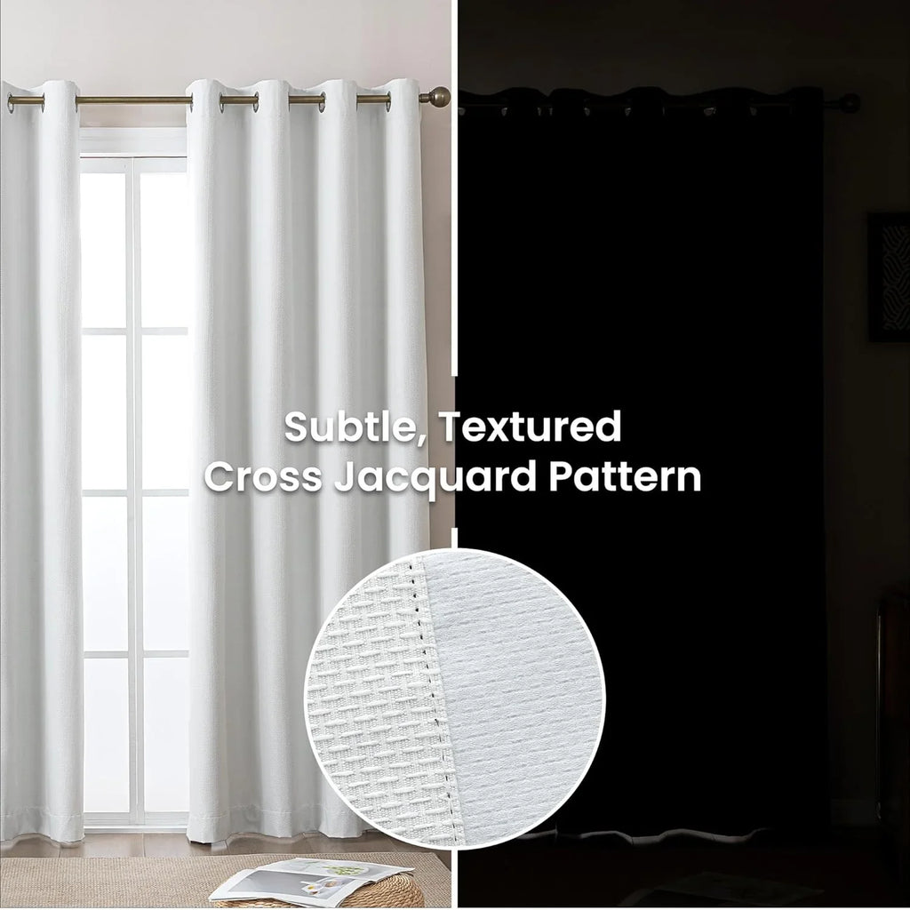 Blackout Curtains for Room Darkening Window Drapes with Rod Pocket 2 Panels Set-White Sleep Zone