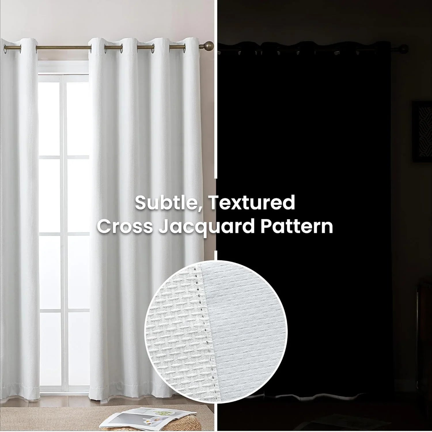 Blackout Curtains for Room Darkening Window Drapes with Rod Pocket 2 Panels Set-White Sleep Zone