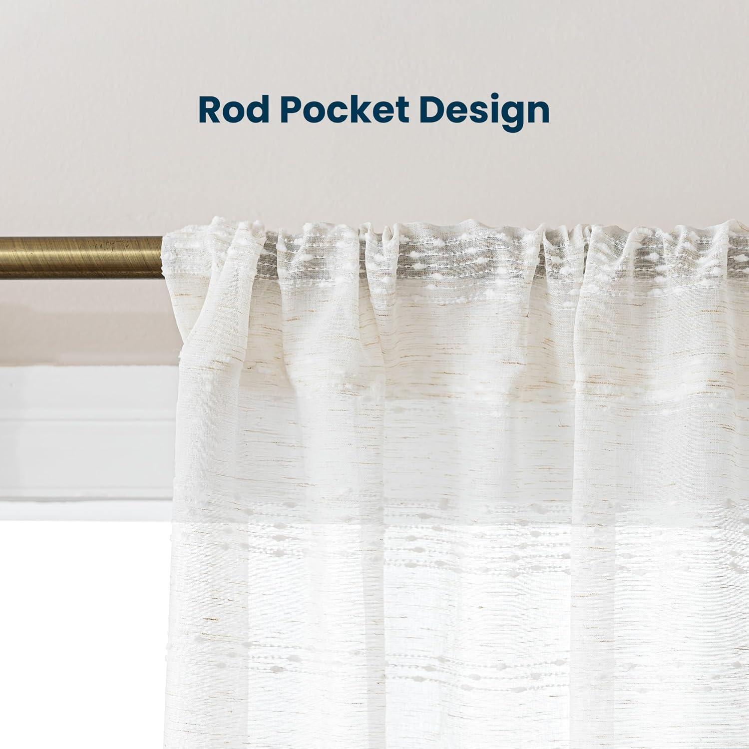 Farmhouse Semi Sheer Curtains 2 Panels Light Filtering Window Drapes with Rod Pocket Sleep Zone