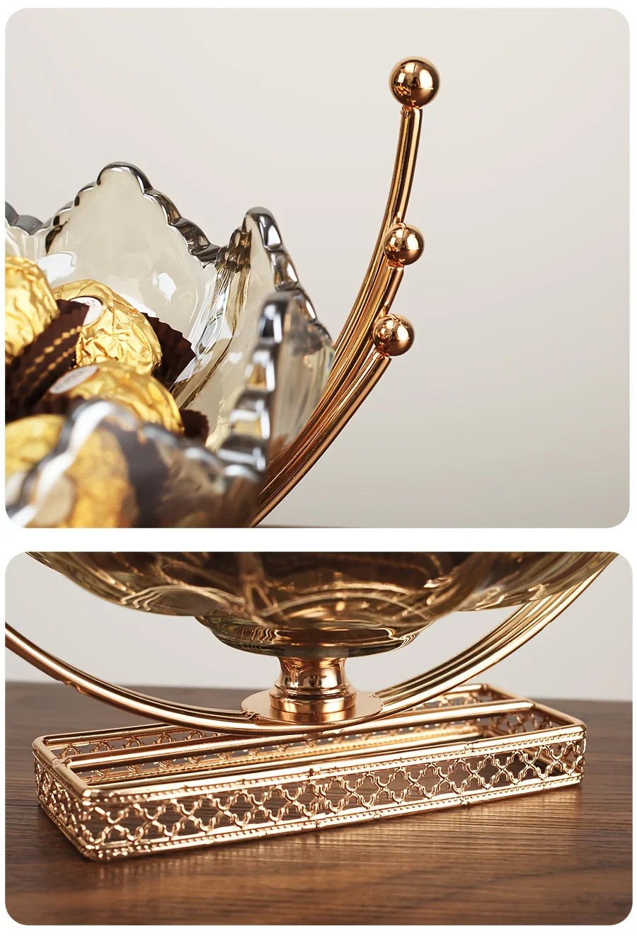 Gold Decor Bowl - Lotus Design Centerpiece