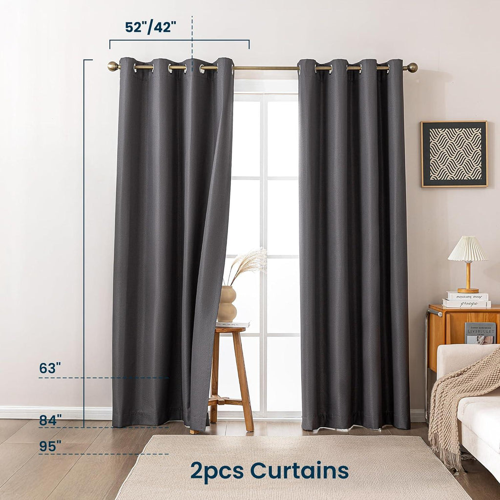 Blackout Curtains for Room Darkening Window Drapes with Rod Pocket 2 Panels Set-Dark Gray Sleep Zone