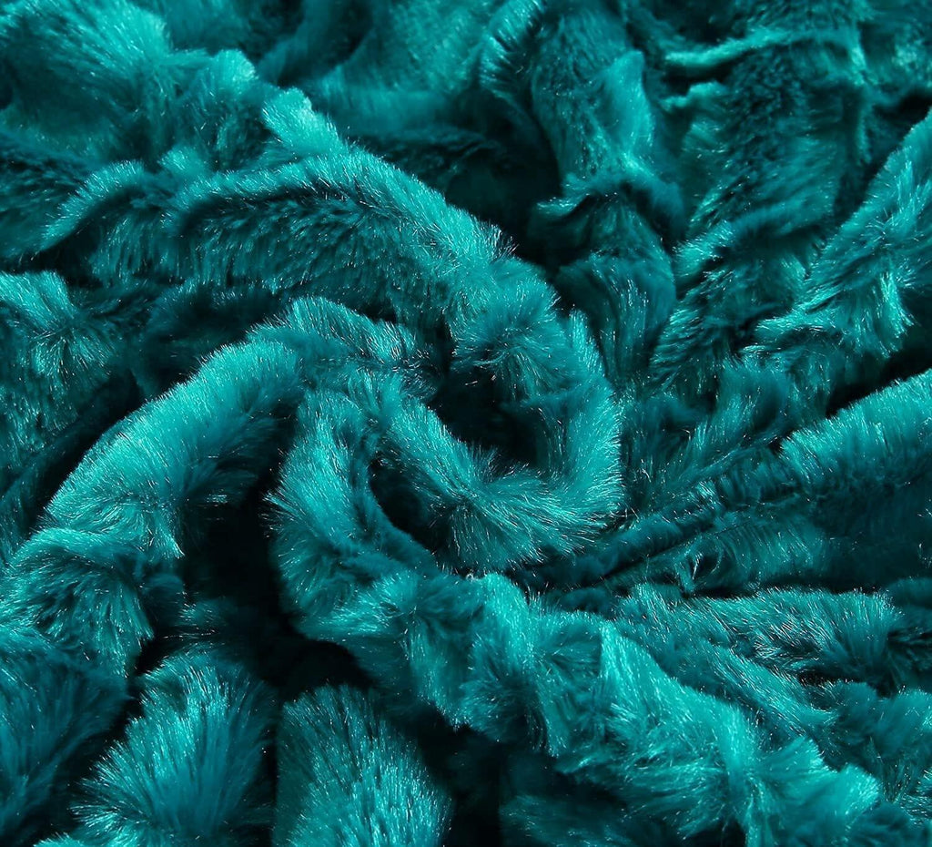 DaDa Bedding Mermaid Scales Emerald Green Blue w/ Sherpa Backside Faux Fur Throw Blanket (BL-171805) DaDalogy Bedding Collection
