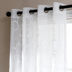 White Leaf Sheer Curtains for Living Room/Bedroom Sleep Zone