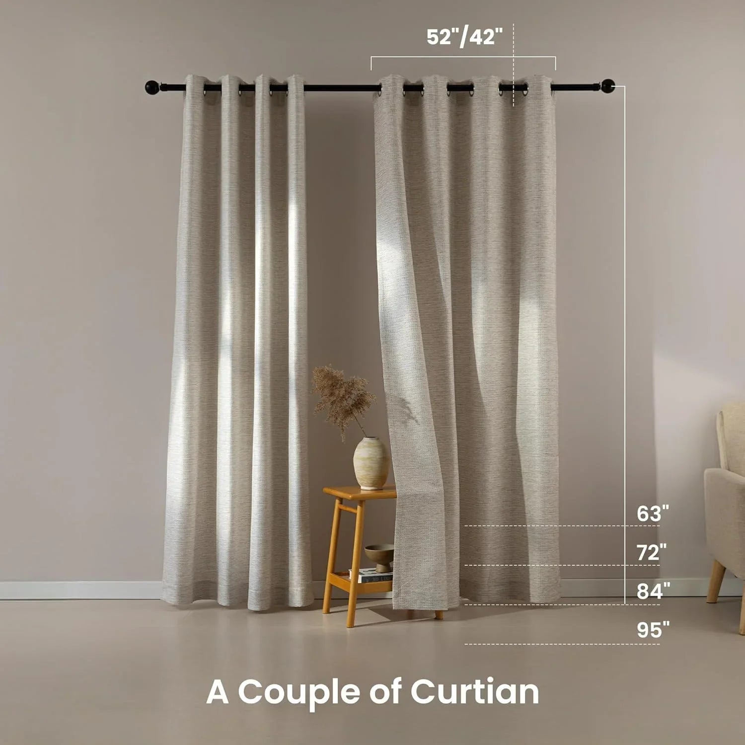Semi-Blackout Washable Thermal Curtains for Living Room & Bedroom