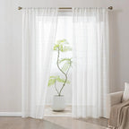 Farmhouse Semi Sheer Curtains 2 Panels Light Filtering Window Drapes with Rod Pocket Sleep Zone