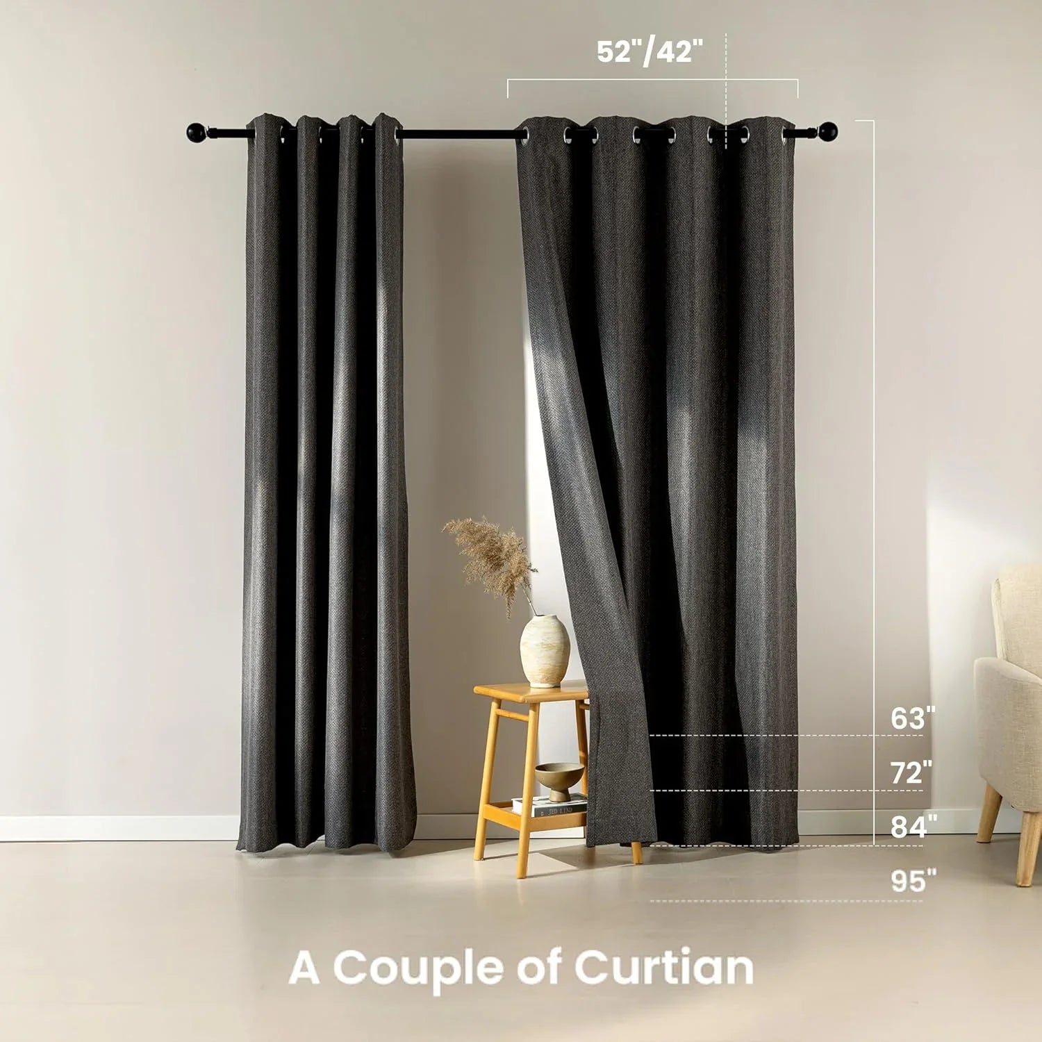 Faux Linen Washable Thermal Blackout Curtains for Living Room & Bedroom