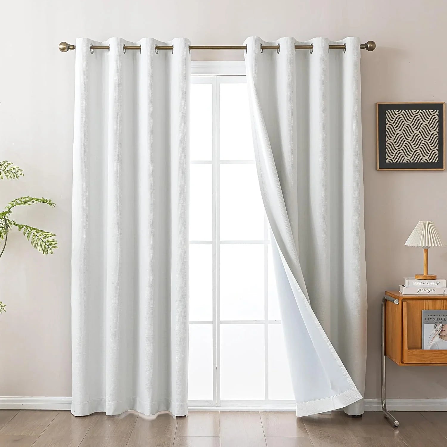 Blackout Curtains for Room Darkening Window Drapes with Rod Pocket 2 Panels Set-White Sleep Zone