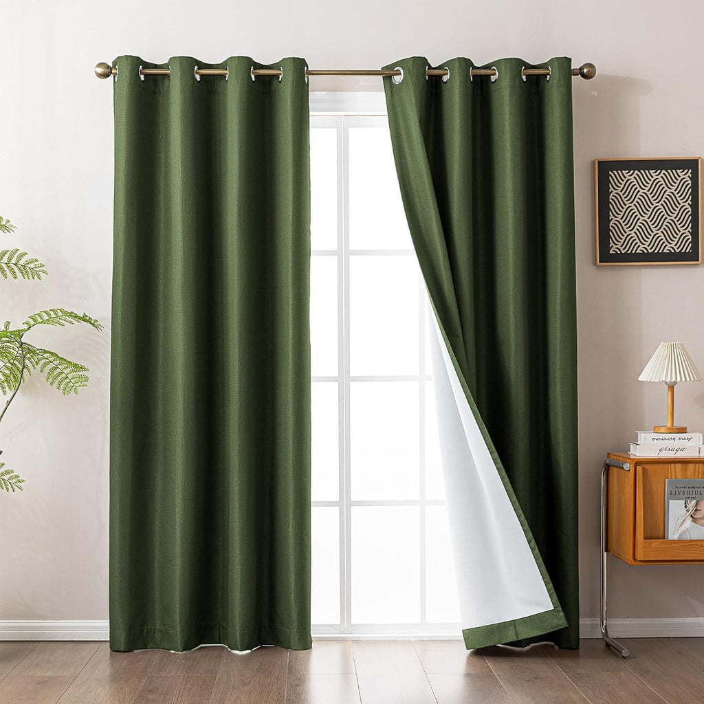 Blackout Curtains for Room Darkening Window Drapes with Rod Pocket 2 Panels Set-Sage Green Sleep Zone