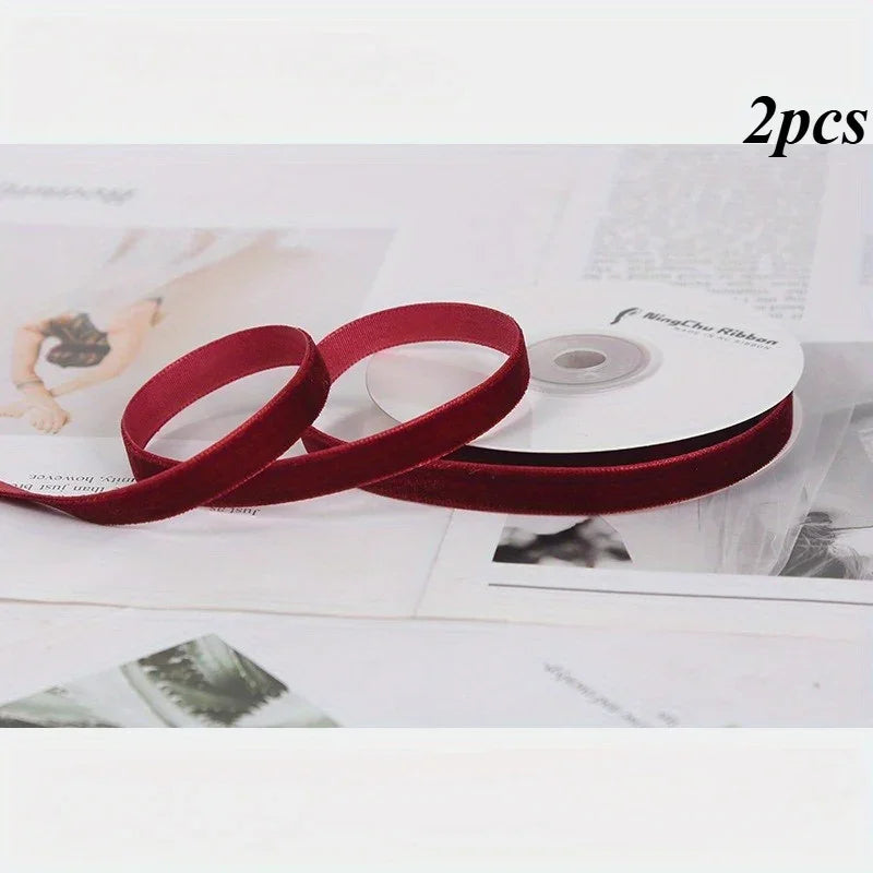 2 Rolls of Velvet Ribbon, Each Roll Size: 4.48 meter *Length 4.48 meter, Suitable for Halloween, Christmas, Birthday Parties, Weddings, Gift Flower Wrapping Bows Handmade Christmas Decoration Costume Sewing Accessories. House Of Avana