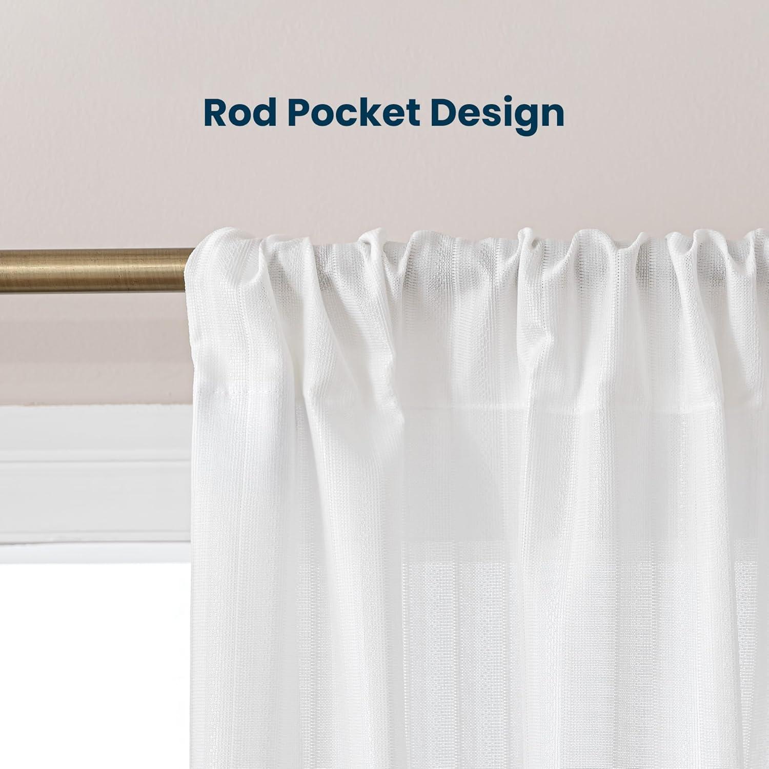 Non-See-Through Thermal Insulated White Sheer Curtains 2 Panels Set Light Filtering Window Drapes with Rod Pocket Sleep Zone