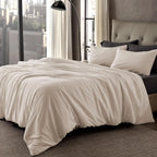 Stone Washed Duvet Cover Set - Beige