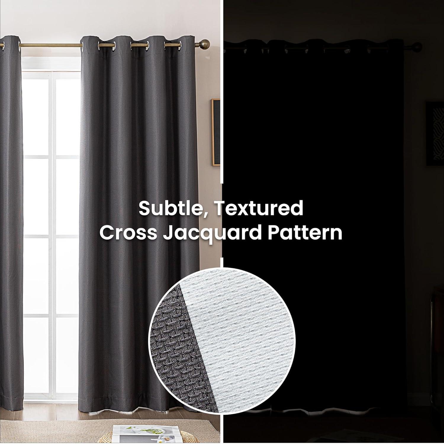 Blackout Curtains for Room Darkening Window Drapes with Rod Pocket 2 Panels Set-Dark Gray Sleep Zone