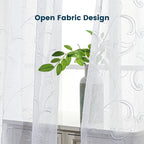 White Leaf Sheer Curtains for Living Room/Bedroom Sleep Zone