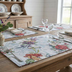 DaDa Bedding Set of 4-Pieces Tropical Sky Blue Birds Floral Tapestry Dining Table Placemats 13” x 19” (18116) DaDalogy Bedding Collection