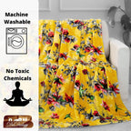 DaDa Bedding Yellow Farmhouse Rustic Spring Floral Hummingbirds Soft Fleece Throw Blanket (925)
