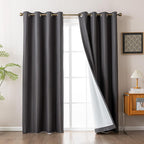Blackout Curtains for Room Darkening Window Drapes with Rod Pocket 2 Panels Set-Dark Gray Sleep Zone