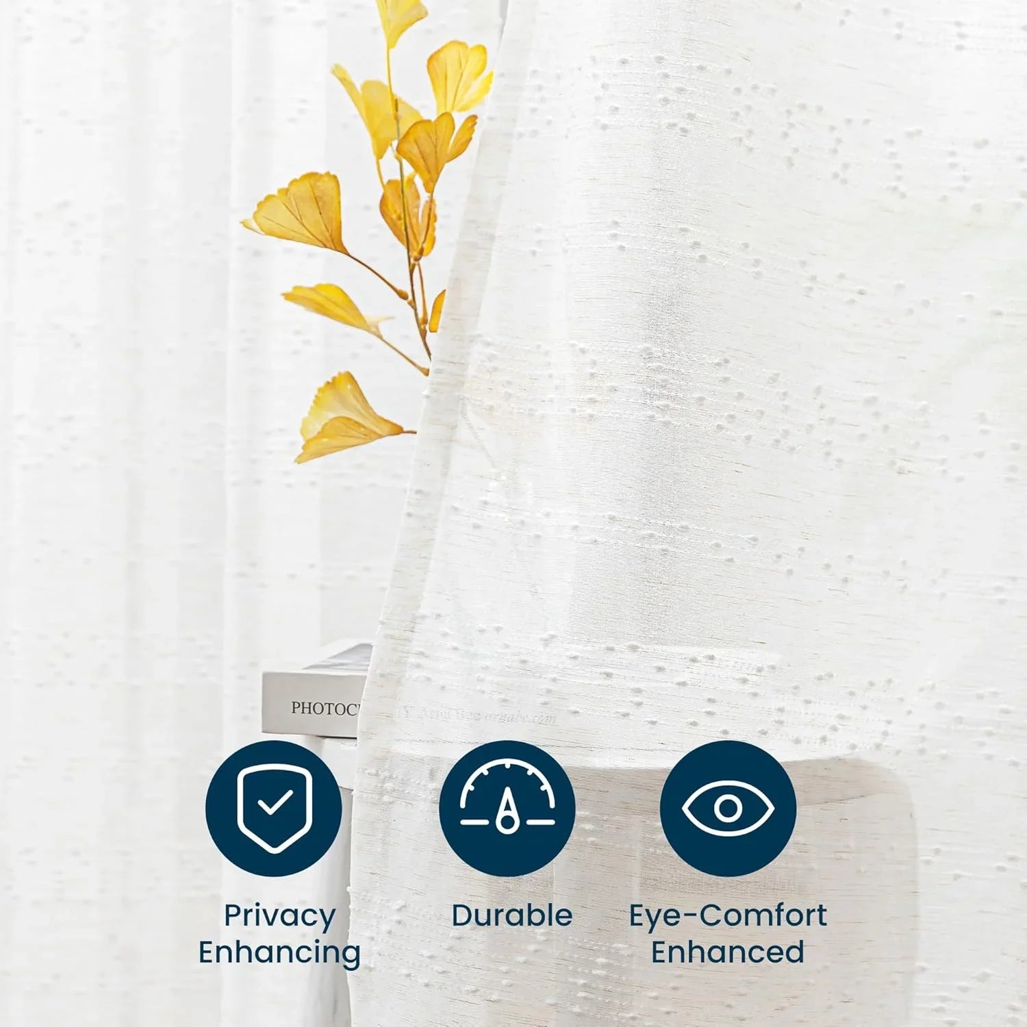 Farmhouse Semi Sheer Curtains 2 Panels Light Filtering Window Drapes with Rod Pocket Sleep Zone