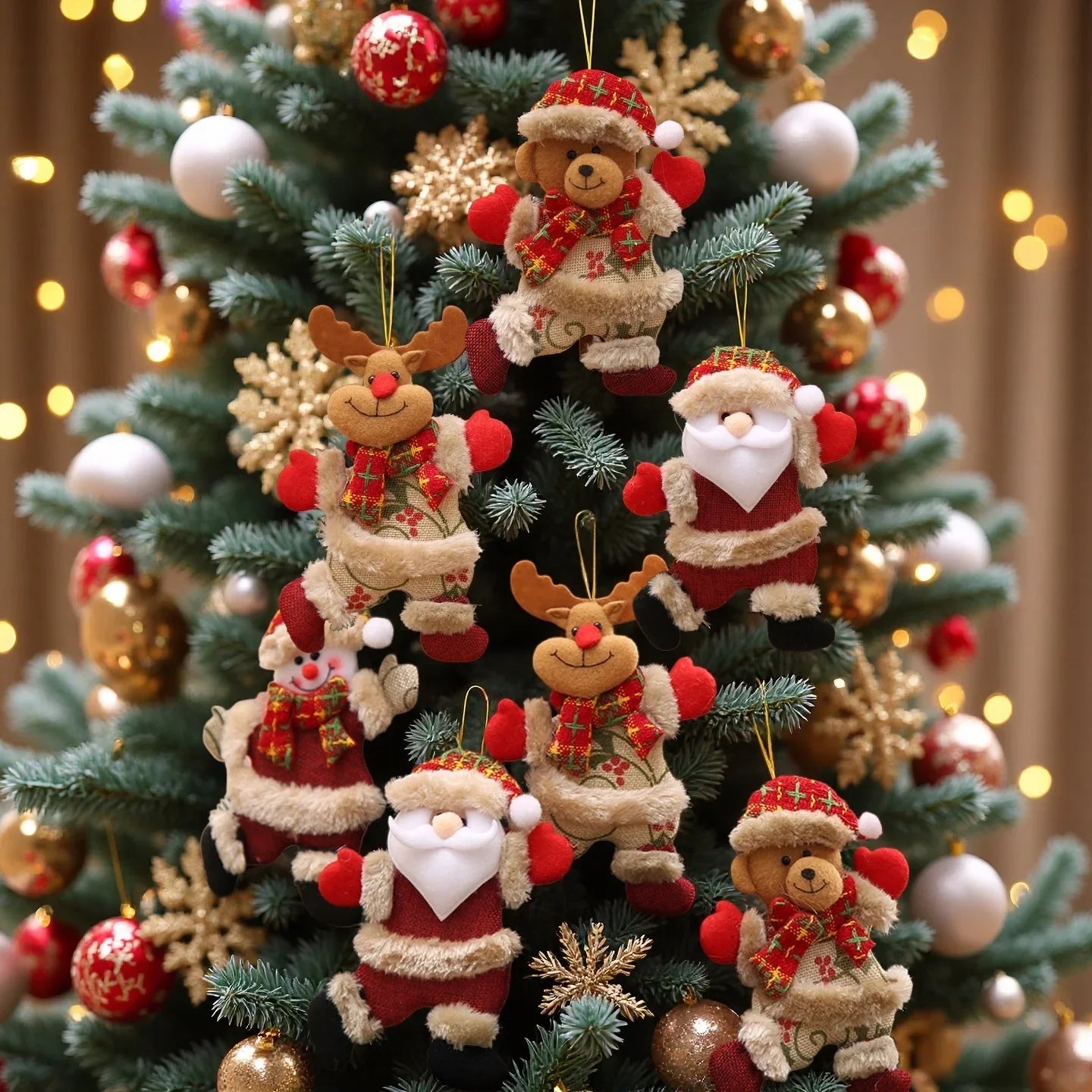 12/8/4pcs Christmas Ornaments, Christmas Decorations, Christmas Tree Accessories, Christmas Ornaments, Dancing Old for Man Snowman Deer Bear, Fabric Small Hanging Ornaments Gifts House Of Avana