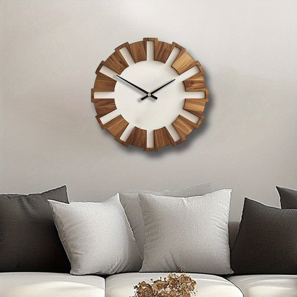 [Artistic Wooden Wall Clock] Artistic Silent Decorative Wooden Round Wall Clock | Battery Operated, Vintage Home Decor for Kitchen, Living Room, Bedroom, Office - 14, 16, 18 Inch House Of Avana