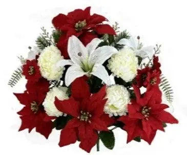 86164rdwt 21" Poinsettia Ball Mum Lily X 18, front view - House Of Avana