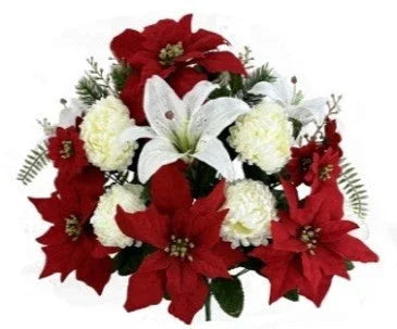 86164rdwt 21" Poinsettia Ball Mum Lily X 18, front view - House Of Avana