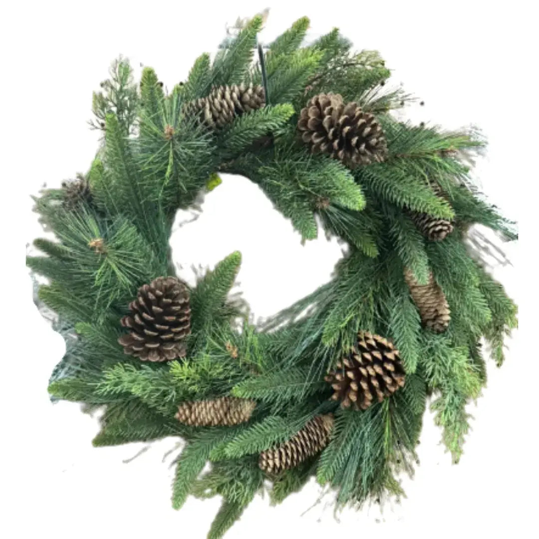 86167wr24 24" Diameter Austen Pine Wreath, front view - House Of Avana