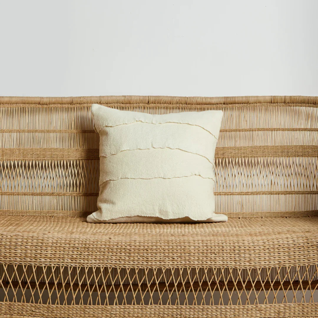 Layered Hand-Felted Merino Wool Throw Pillow Kanju Interiors