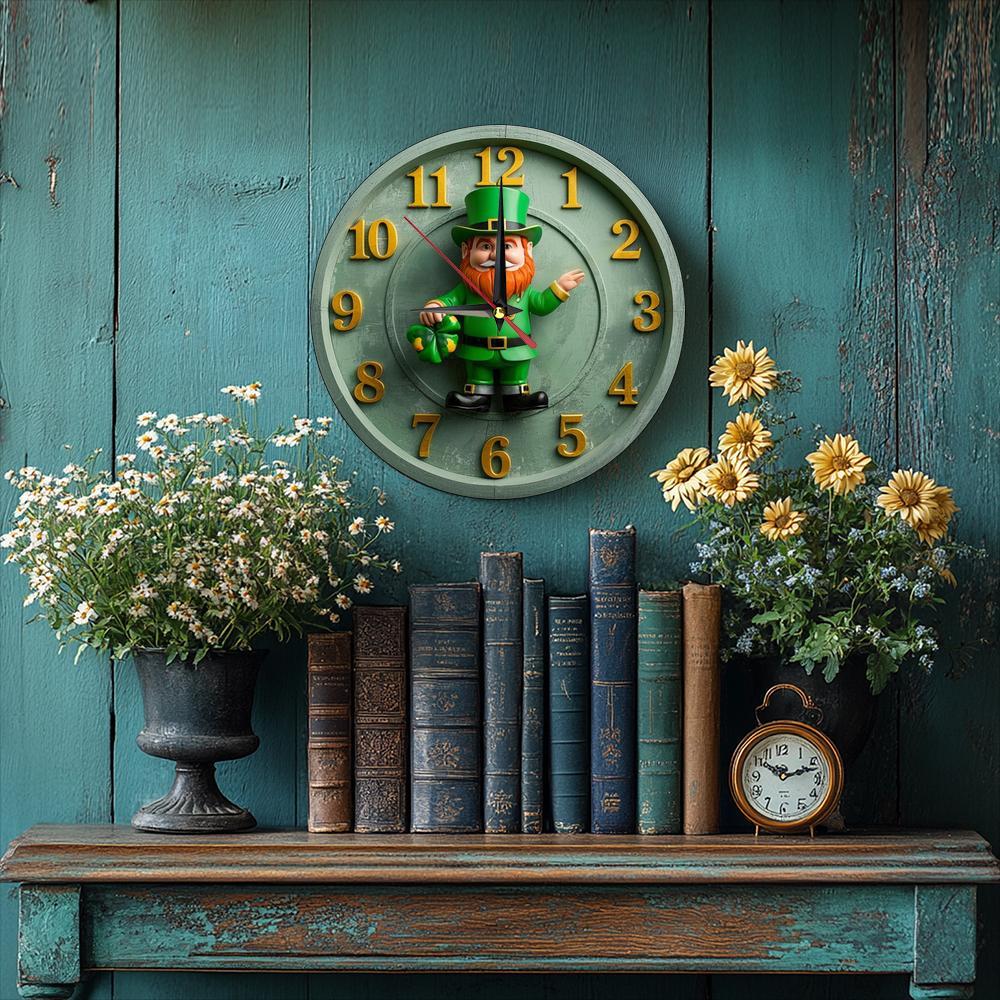 Wall Clock - Silent Wooden Round