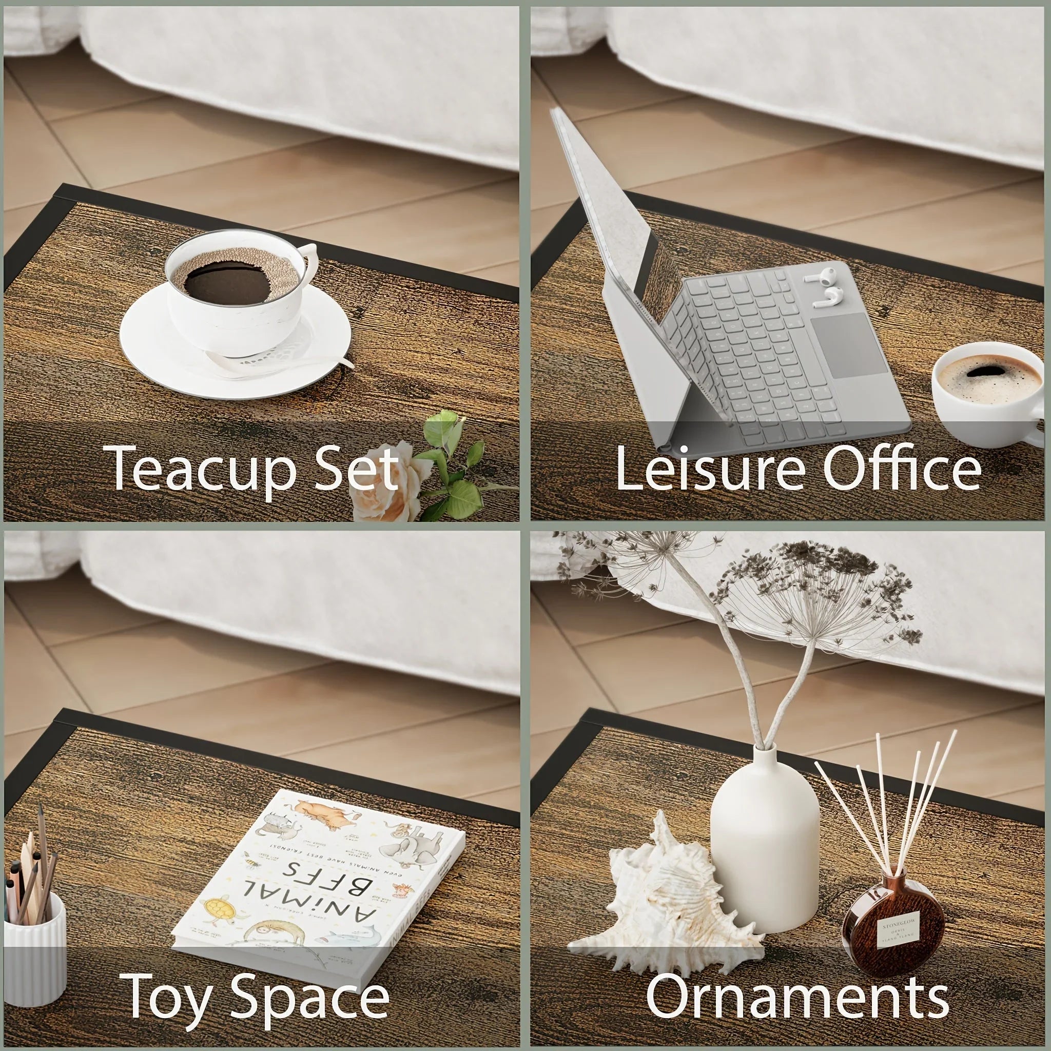 [2pcs Nordic Iron Art Tables] 2pcs Set, Minimalist Modern Nordic Iron Art Square Coffee Table and Side Tables for Living Room or Bedroom House Of Avana