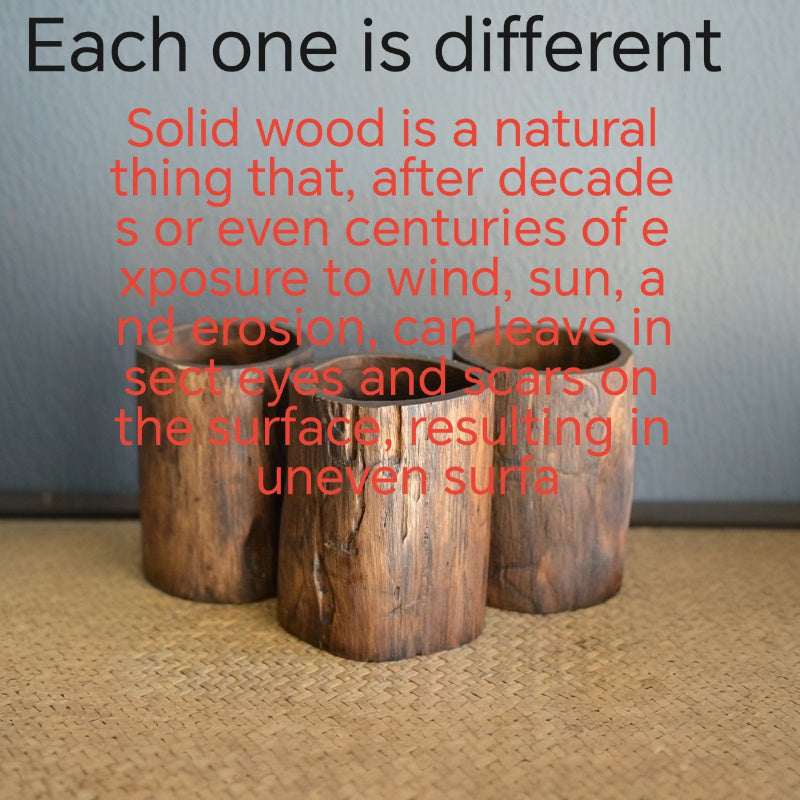 Pen Holder - Rustic Wood Small