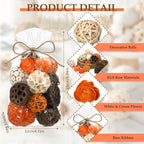 2 Pack Natural Rattan & Wicker Balls - Assorted Spherical Decorative Bowl Fillers for Home Centerpieces, Christmas Tabletop Decor, Living Room Accents, No Container Included, Christmas Decorations, Rustic Charm, Handcrafted L House Of Avana
