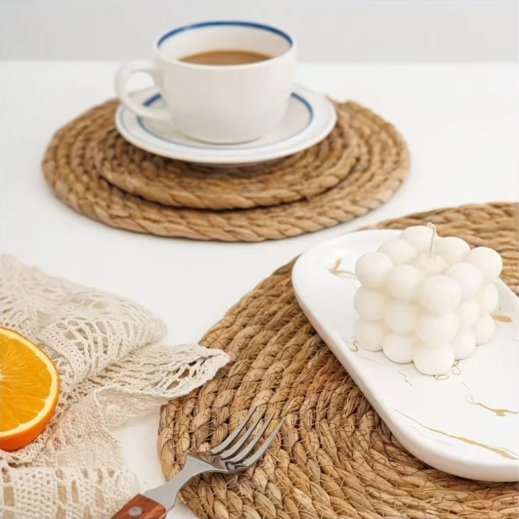 Placemats - Heat Resistant Woven Wood Round