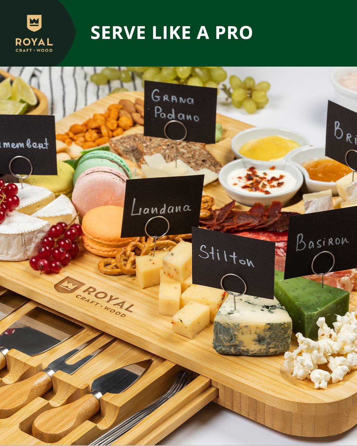 Cheese Board Set with Side Trays Royal Craft Wood