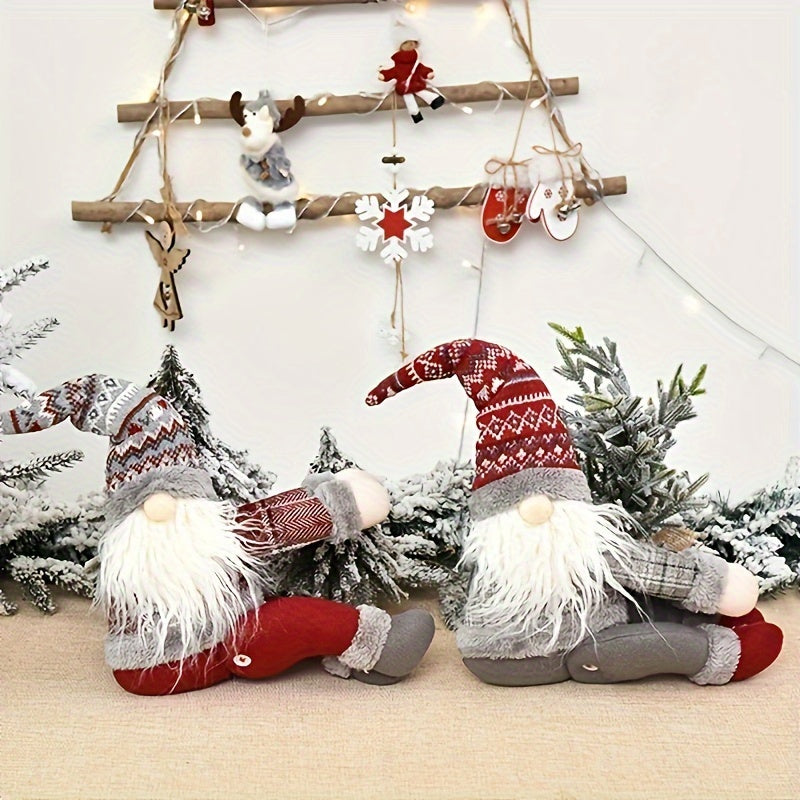 1pc Festive Gnome Christmas Decoration - Red & White Santa Hat, Plaid Scarf, and Cozy Sweater, Perfect for Holiday Home Decor, Tree Topper, and Curtain Tie, Gnome Christmas Decorations House Of Avana