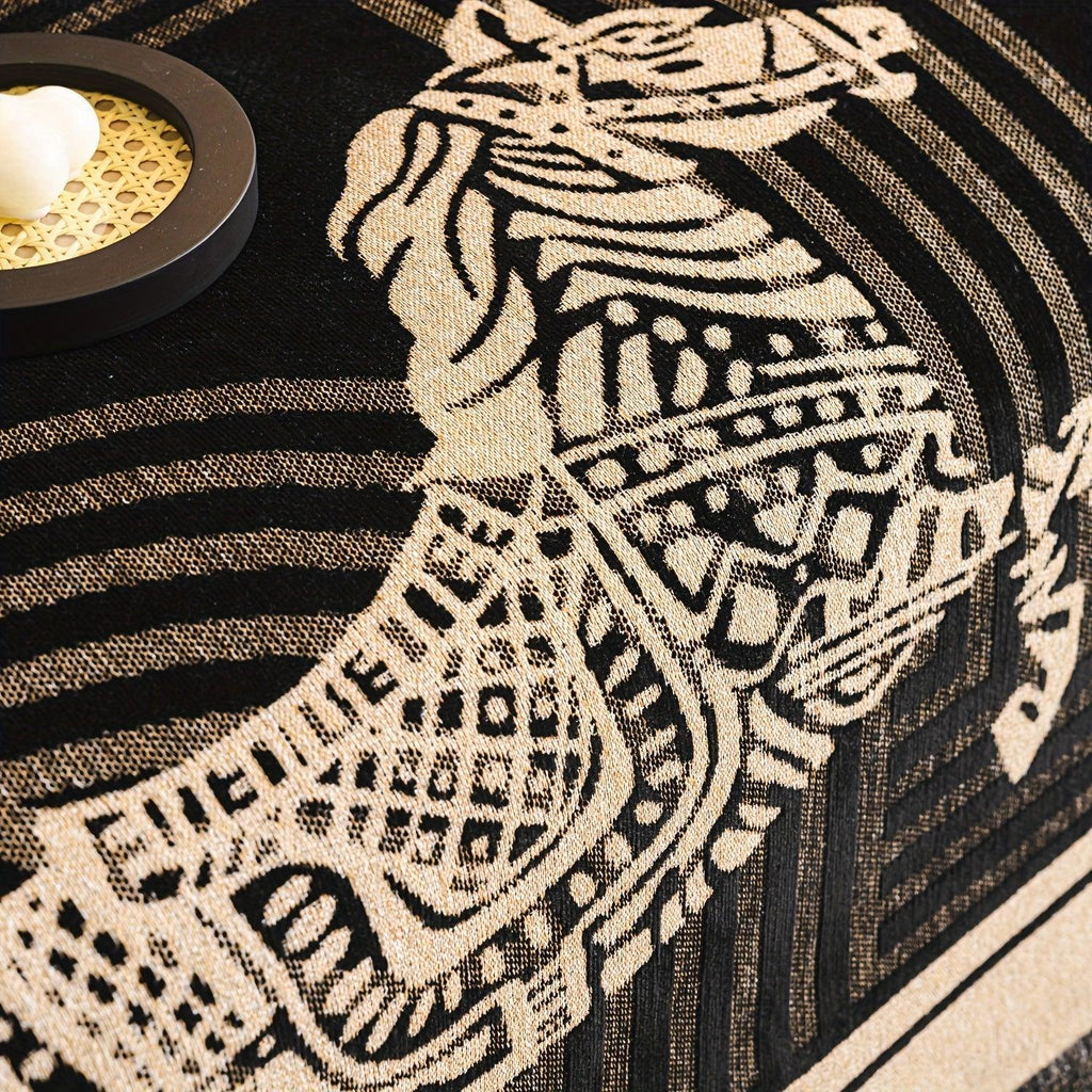 Luxurious Chenille Horse Design Sofa Cover Decor in Orange & Green topspet