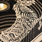 Luxurious Chenille Horse Design Sofa Cover Decor in Orange & Green topspet