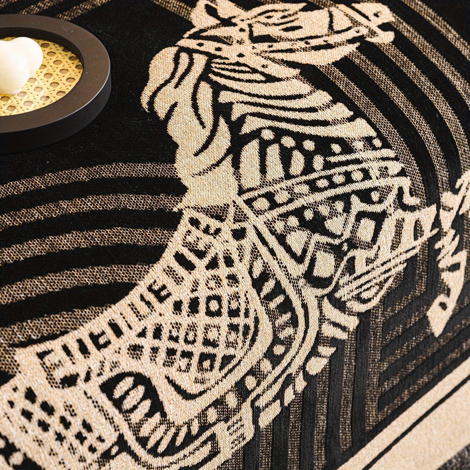 Luxurious Chenille Horse Design Sofa Cover Decor in Orange & Green topspet