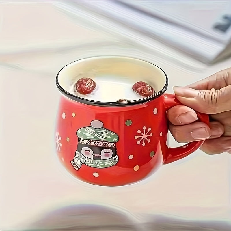 4 Christmas Ceramic Coffee Mugs, Milk Cups- Microwave And Dishwasher Safe, Suitable for Hot And Cold Drinks, Gifts for Christmas/Thanksgiving Day, Festive Party Tableware, Bakery Dessert Cups, Water Cup, Cartoon Cup, Beer Mug House Of Avana