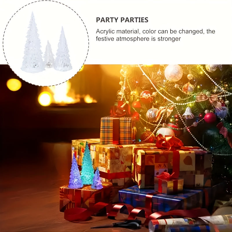 Lighted Acrylic Christmas Trees Acrylic LED Lighted Christmas Tree: 5in/6. 5in/8. 5in Crystal Xmas Tree Lamp Mini Colorful Glowing Tree Figurine Night Light Holiday Party Table Centerpiece House Of Avana