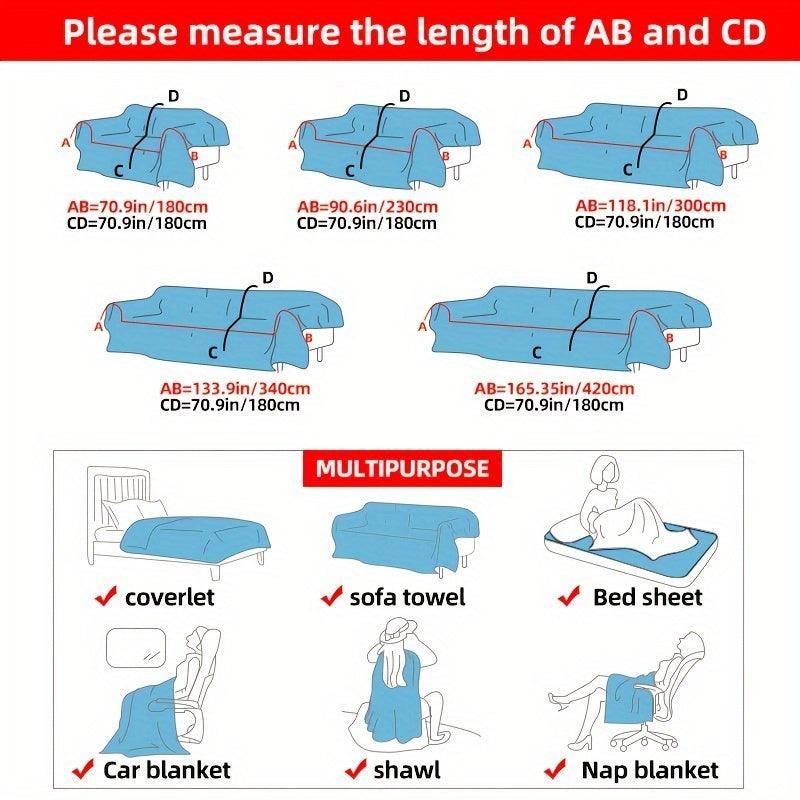 Luxurious Chenille Horse Design Sofa Cover Decor in Orange & Green topspet