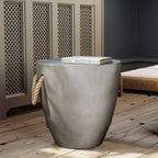 Concrete Outdoor End Table, 17'' Hemp Rope Side Table, Light Gray, Farmhouse Style, Modern Art Patio Side Table, Faux Concrete Garden Stool, Christmas Holiday Decorations Side Table House Of Avana