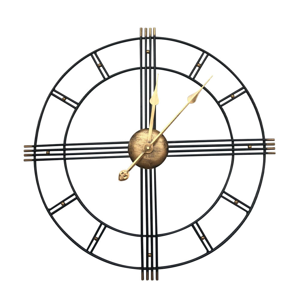 60cm Extra Large Metal Skeleton Wall Clock, European Retro Creative Wrought Iron Round Wall Clock Roman Numerals Silent Non Ticking Unique Unusual Clock, Outdoor Garden Clock, Perfect for Living Room, Bedroom, Kitchen, Garden House Of Avana