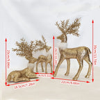 3pcs Golden Christmas Reindeer Statue Ornaments, Holiday Decor with Antler Shaped Branches for Tabletop Display - Perfect Gift Box Filler and Shelf or Mantelpiece Accent, Festive Decorations, Decorative Ornaments, Detailed Cr House Of Avana