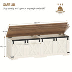 59" Storage Chest, Extra Large Storage Trunk with 2 Safety Hinges, Farmhouse Wooden Box Bench, Lift-Top Organizer Chest, Entryway Trunk for Bedroom, Living Room, White And Brown House Of Avana