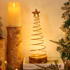 Shenzhi Tech LED Spiral Star Tree Light with Warm White Twinkling & Golden Star Topper - Modern Metal /Outdoor Tabletop Christmas Wedding Party Decor, Plug-Free Portable Spiral Lamp (AA Not House Of Avana