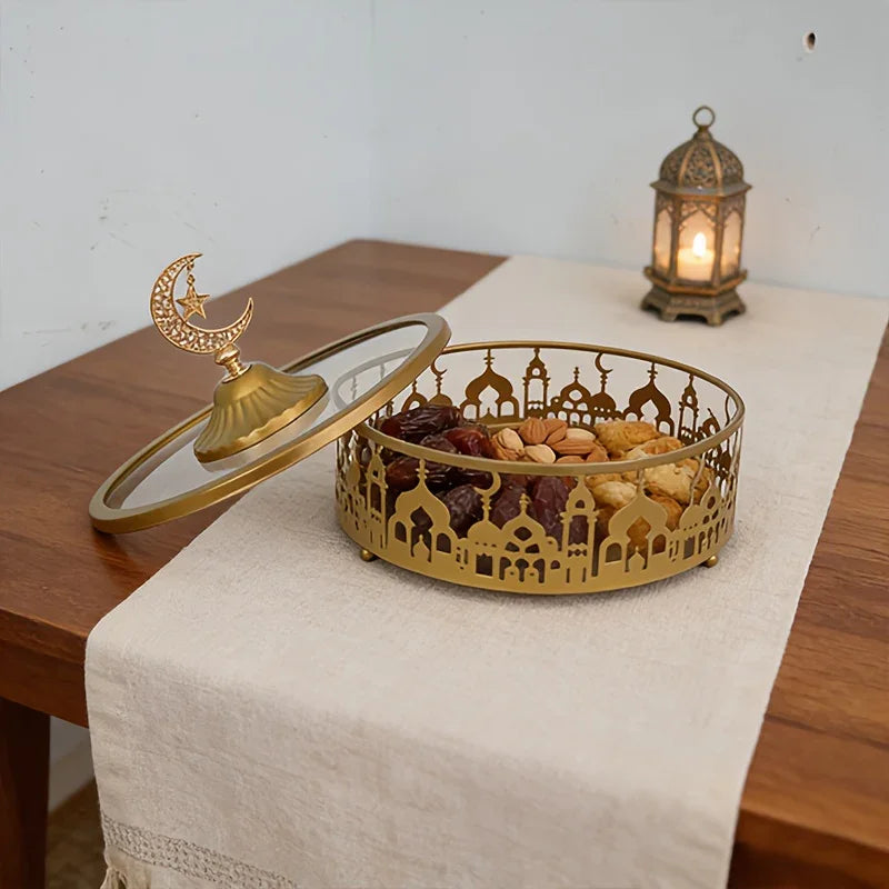 Storage Tray - Geometric Golden with Lid