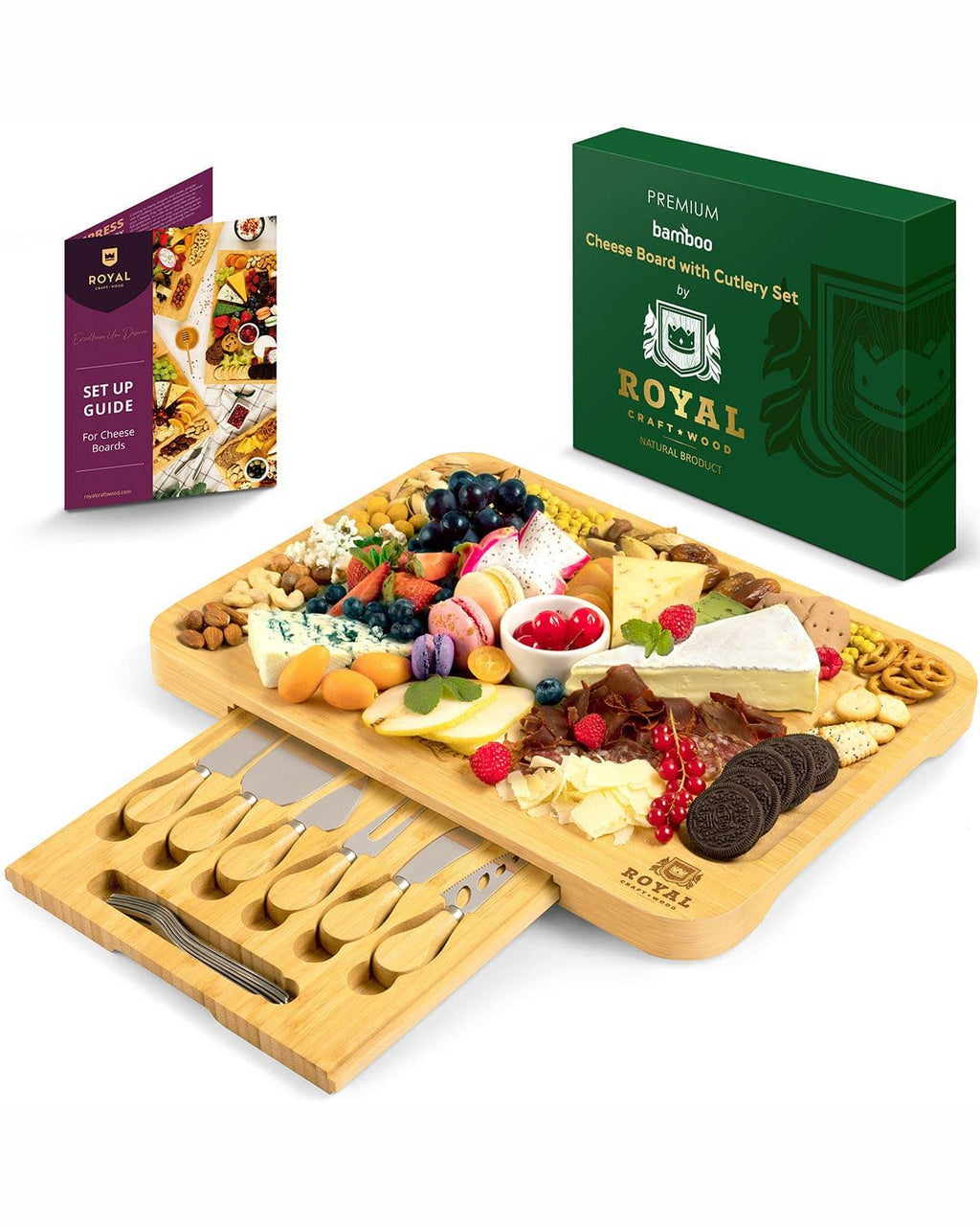 Cheese Board XXL with Cutlery Set Royal Craft Wood