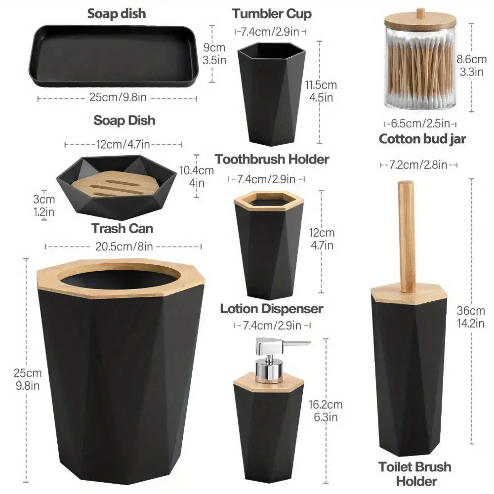 S Bathroom Accessory Sets - Includes Toothbrush Holder, Cup, Soap Dispenser, Dish, Swab Box, Lotion... - House Of Avana [[SKU:HOA-BAT-043]]