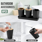 S Bathroom Accessory Sets - Includes Toothbrush Holder, Cup, Soap Dispenser, Dish, Swab Box, Lotion... - House Of Avana [[SKU:HOA-BAT-043]]